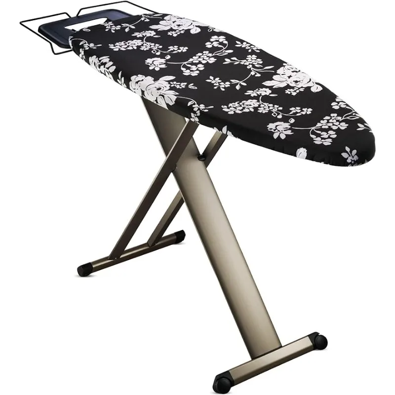 Pro Luxury Ironing Board - Extra Wide 51x19” with Heavy Duty Steam Iron Rest, and Wheels for Easy Storage, Adjustable  Height