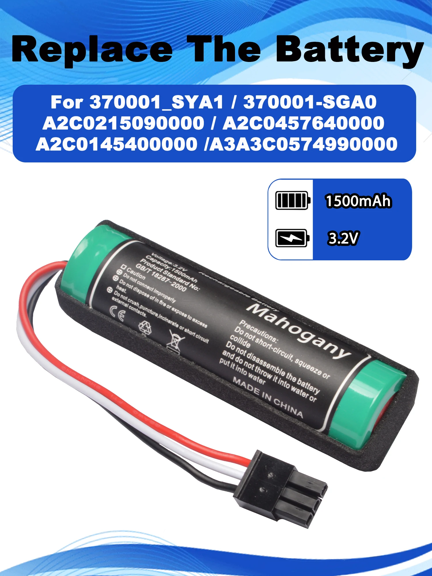 3.2V 1500mAh Emergency SOS Rechargeable Battery For Ford Nissan Toyota VCM Gateway A2C0215090000  A2C0457640000 A3A3C0574990000