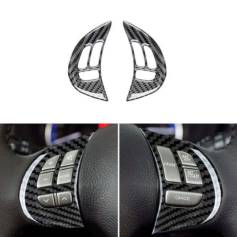 2pcs For Subaru Forester 2009 2010 2011 2012 2013 Car Interior Accessories Soft Carbon Fiber Steering Wheel Button Cover Trim