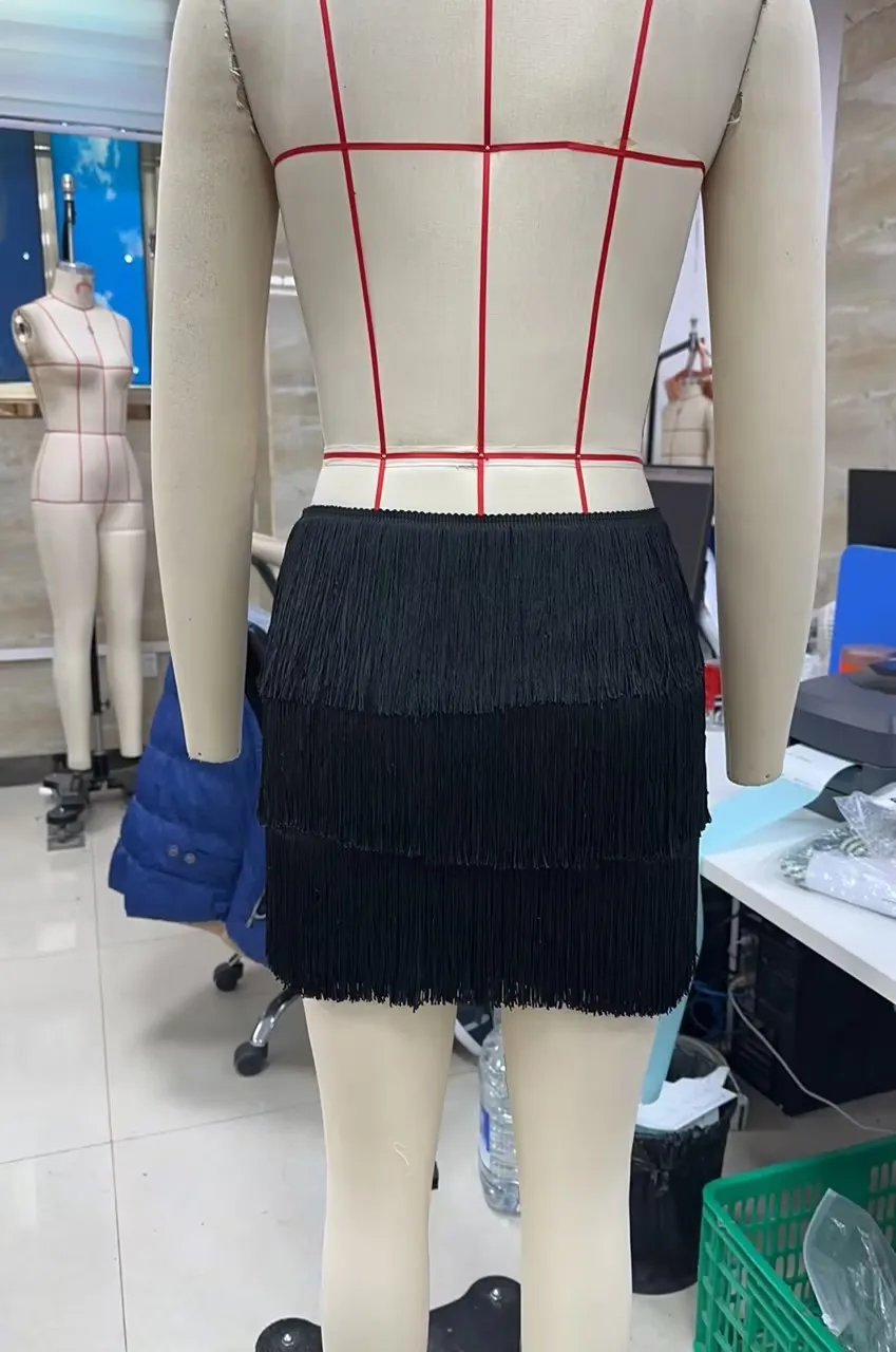 Women's Retro Tassel Decor Mini Skirt Tiered Layered Fringe Tassels Short Cake Skirt Party Clubwear Streetwear Night Out Skirts