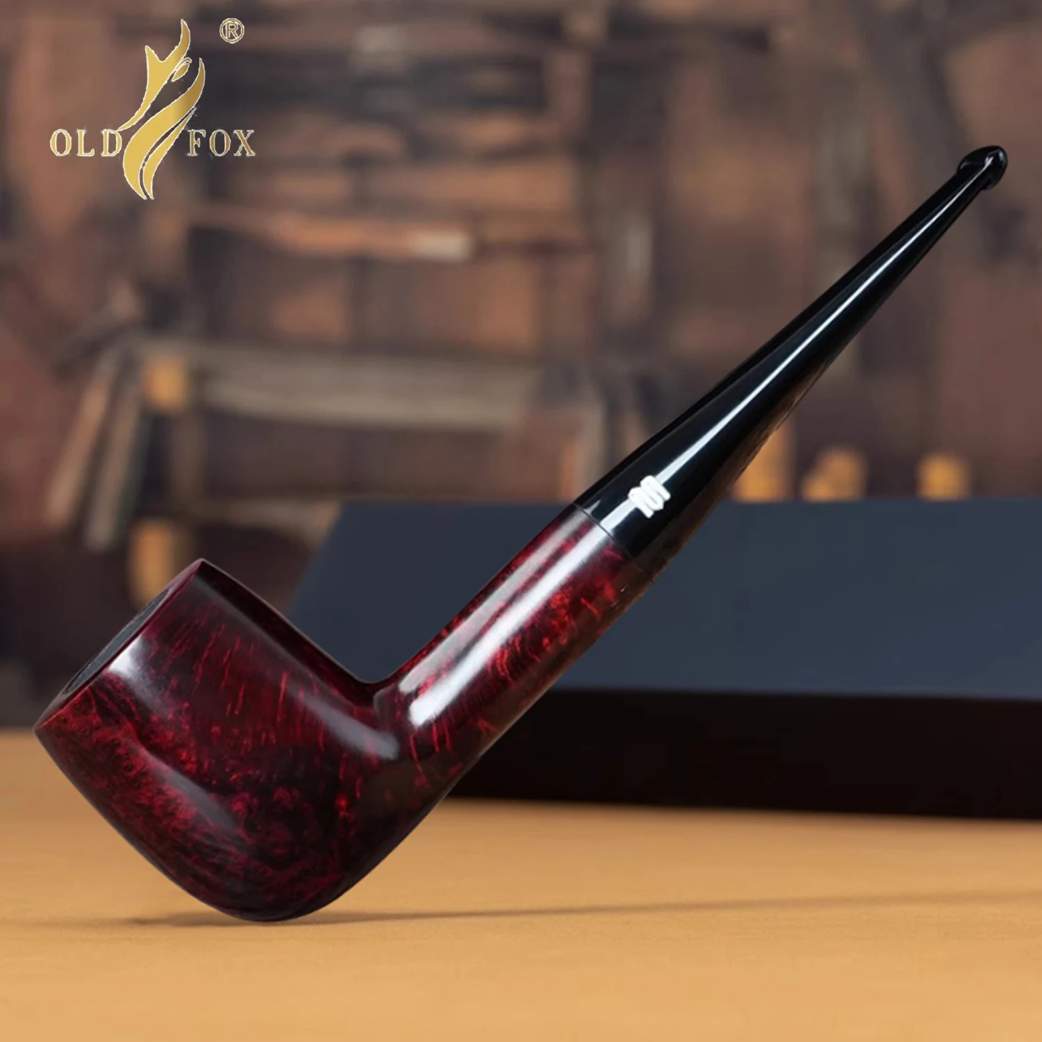 OLD FOX Briar Wood Hand-carved Pipe Classic Straight Handle Billiards 9mm Pipe Channel Father's Day Gift Box Cleaning Accessory