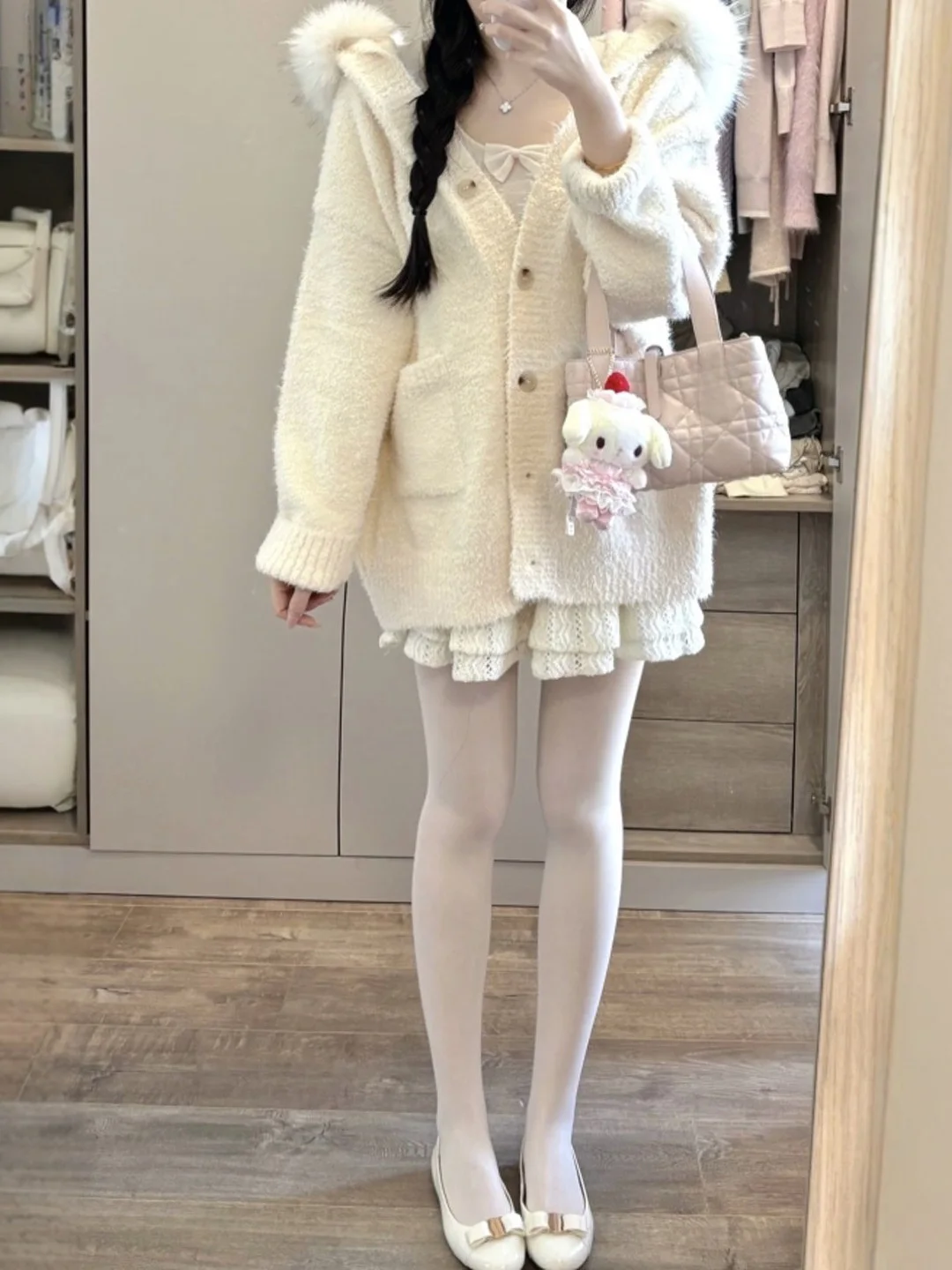 

Вязаный свитер-кардиган Laid-ba с капюшоном, свободного кроя, на пуговицах, с длинными рукавами, модный, красивый, весенний, женская одежда