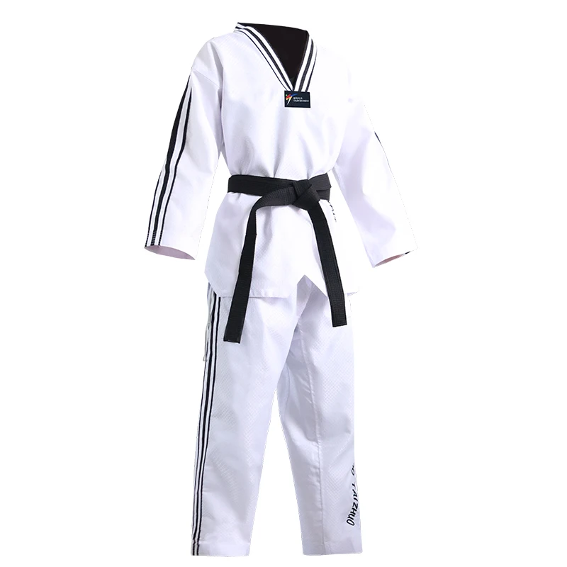 New Long Sleeve Gi Uniform TKD Costumes Clothing White Taekwondo Uniforms WTF Karate Judo Dobok Clothes Children Adult Unisex