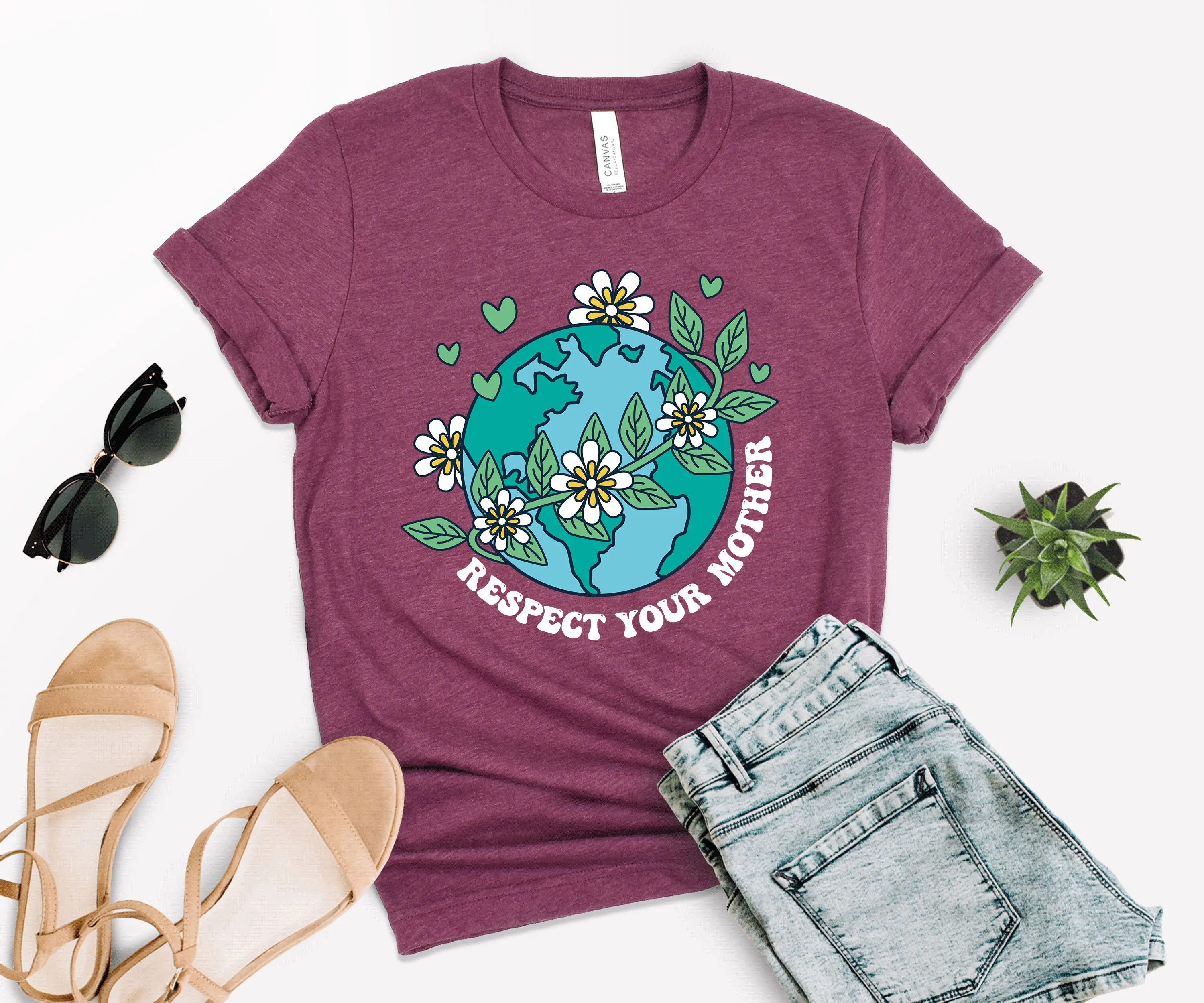 Respect Your Mother T Shirt Protect Our Planet Nature Vintage Save The Earth Environmental Day