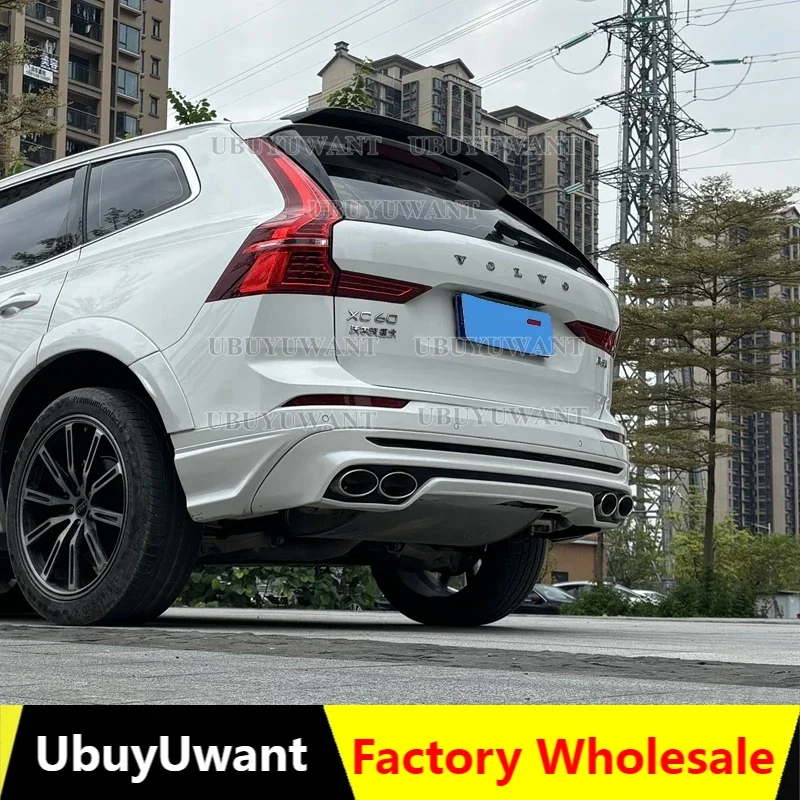 For Volvo NEW XC60 ABS REAR BUMPER TRUNK LIP SPOILER DIFFUSER With Exhaust Tips For XC60 2018-2025