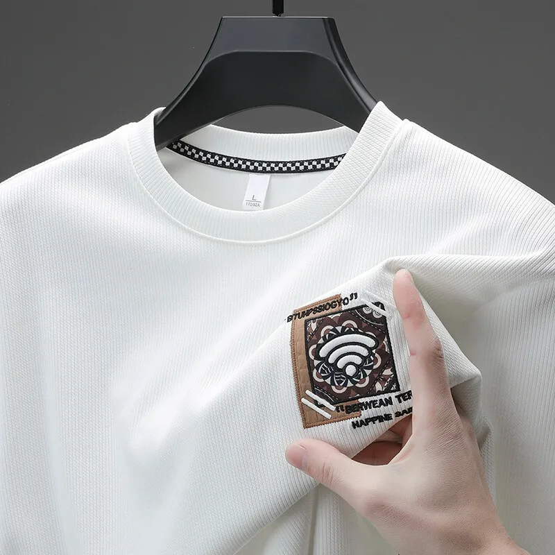 

Корейские мужские толстовки с круглым вырезом, модные однотонные свободные повседневные пуловеры с длинными рукавами, базовая рубашка, мужская одежда для социальных вечеринок