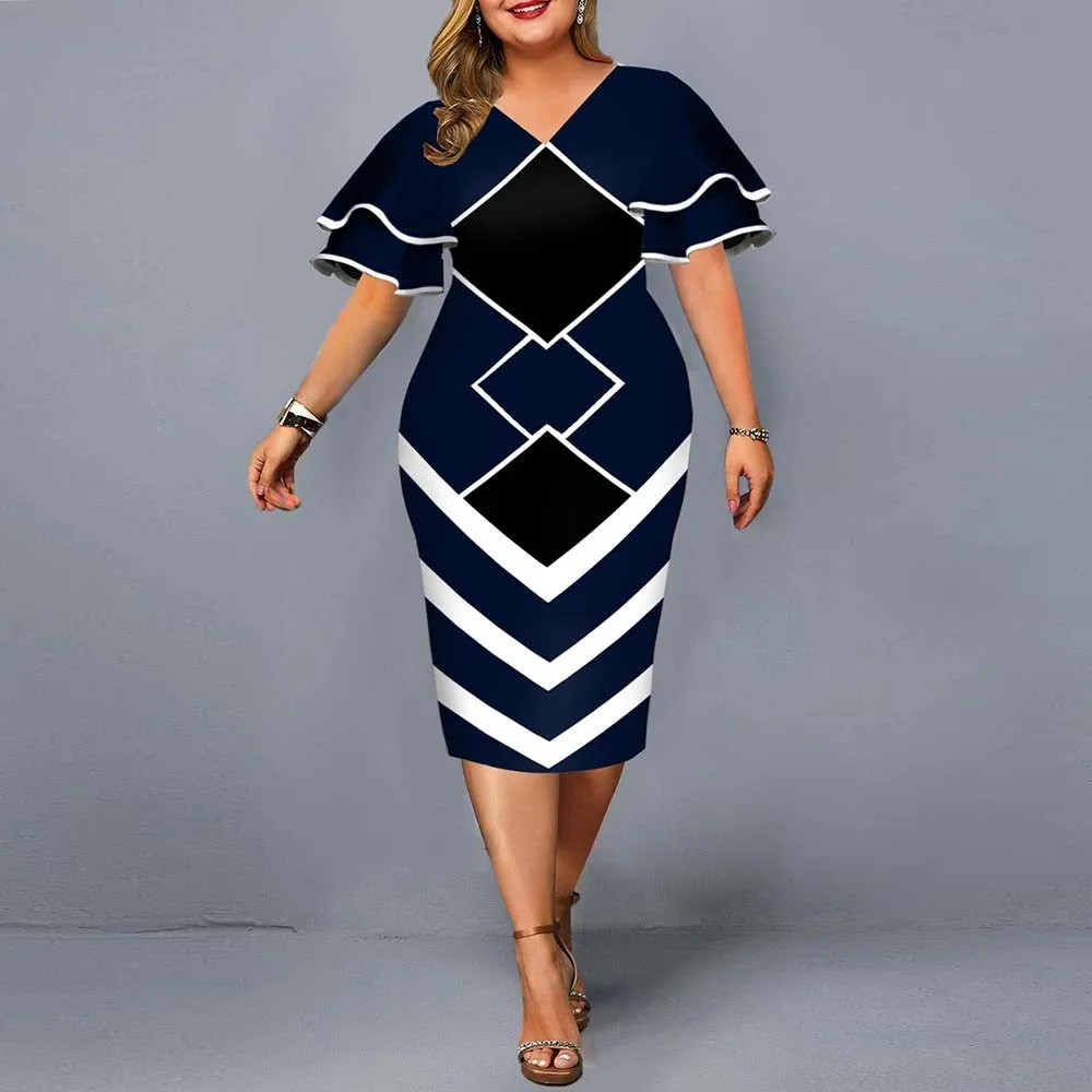 

Ele plus Size Bodycon Dr Street Sle ort Sve V-Ne Long Dr for Office Autumn Wear for Women Aged 35-39