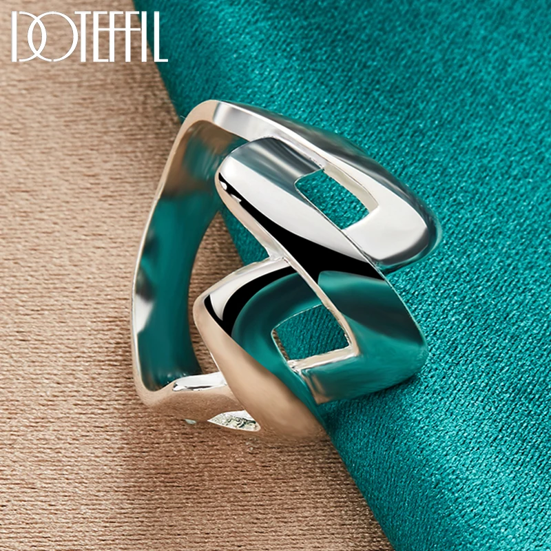 DOTEFFIL 925 Sterling Silver Cross Smooth Ring Dla kobiet Mężczyzna Ślub Zaręczyny Impreza Moda Biżuteria z urokiem