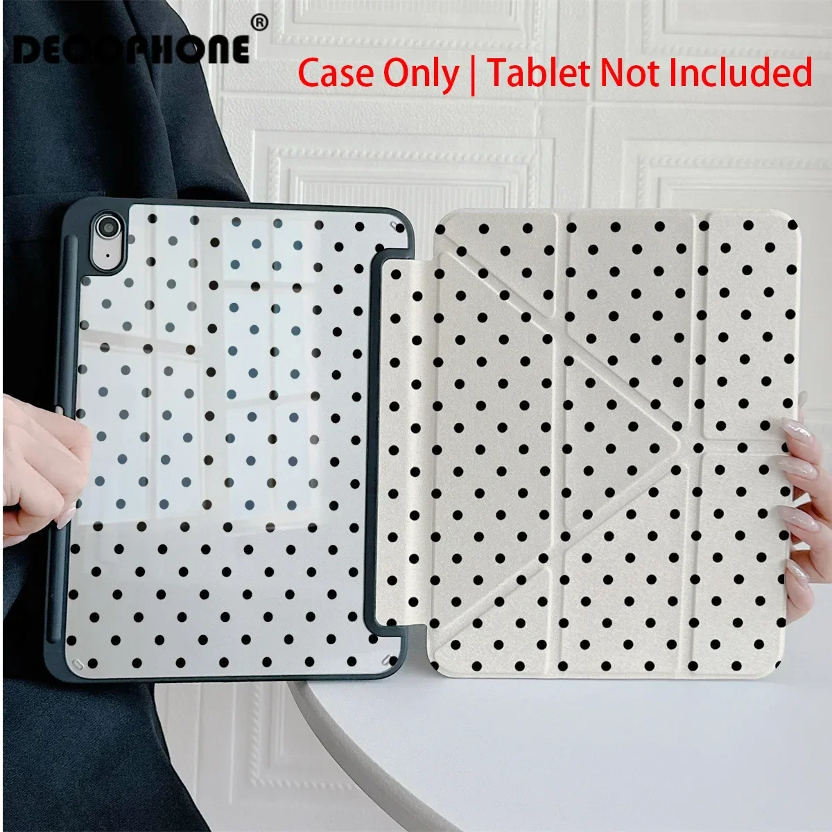 White with Lace and Polka Dots pen slot For iPad 9/8/7th Gen 10.2-inch/iPad Pro 10/11th A16 2025/11in 2018-2025 2026 M4 Cover