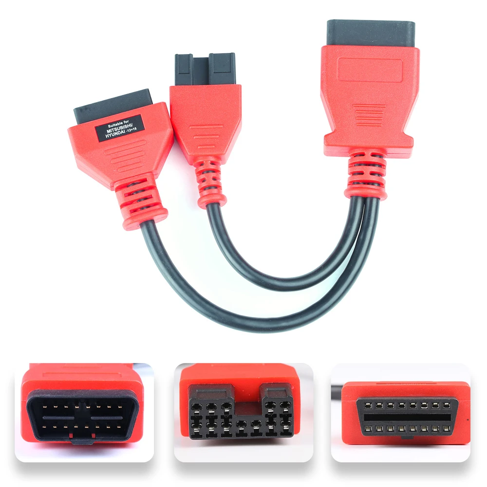 Autel Mitsubishi Hyundai 12 + 16 Pin محول تشخيص السيارة obd محول لميتسوبيشي وشركة هيونداي ، 12 + 16 دبوس إلى 16pin محول