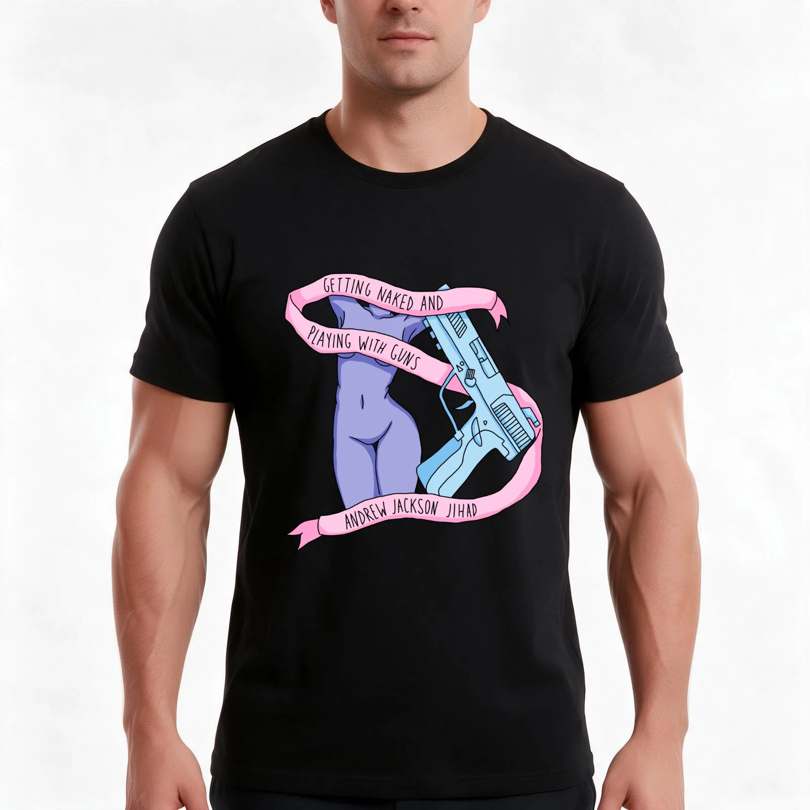 Getting Naked Playing With Guns - Andrew Jackson Jihad T-Shirt Summer Casual Cotton Tee Oversized Streetwear Tops