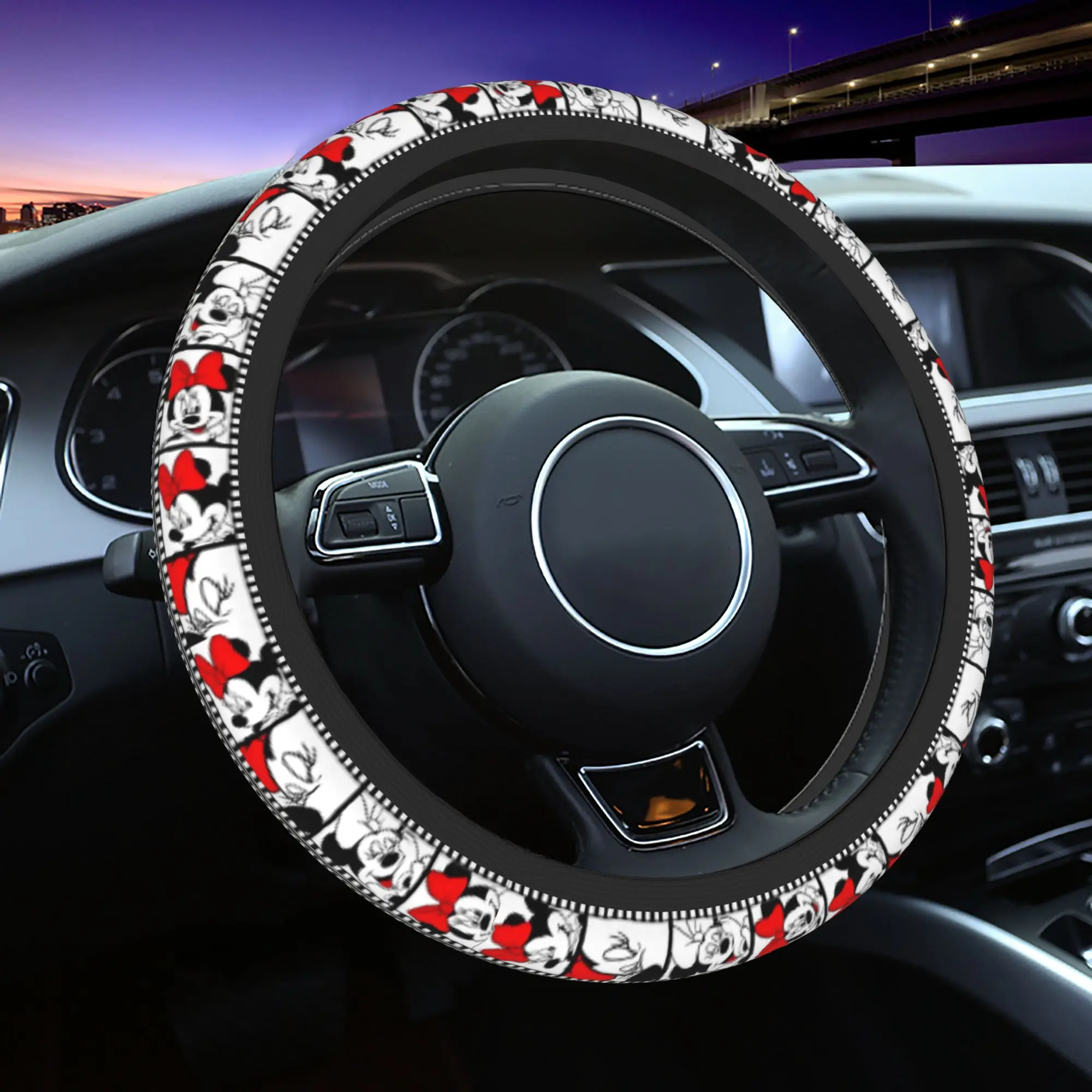 

Mickey mouse Minnie mouse Car Steering Wheel Cover Anti-slip Auto Steering Wheel Protector Steering-Wheel Accessories