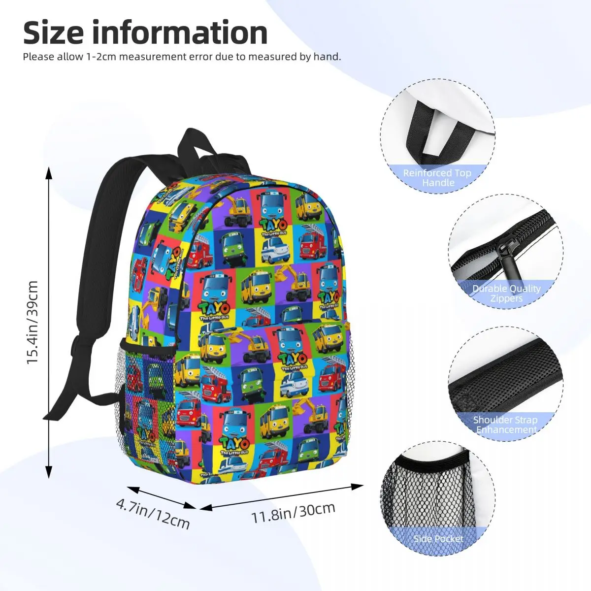 Tayo The Little Bus Cartoon Backpack Daypack Large Capacity Boys Girls BookBag Shoulder Bags for Men Women Children School Bag