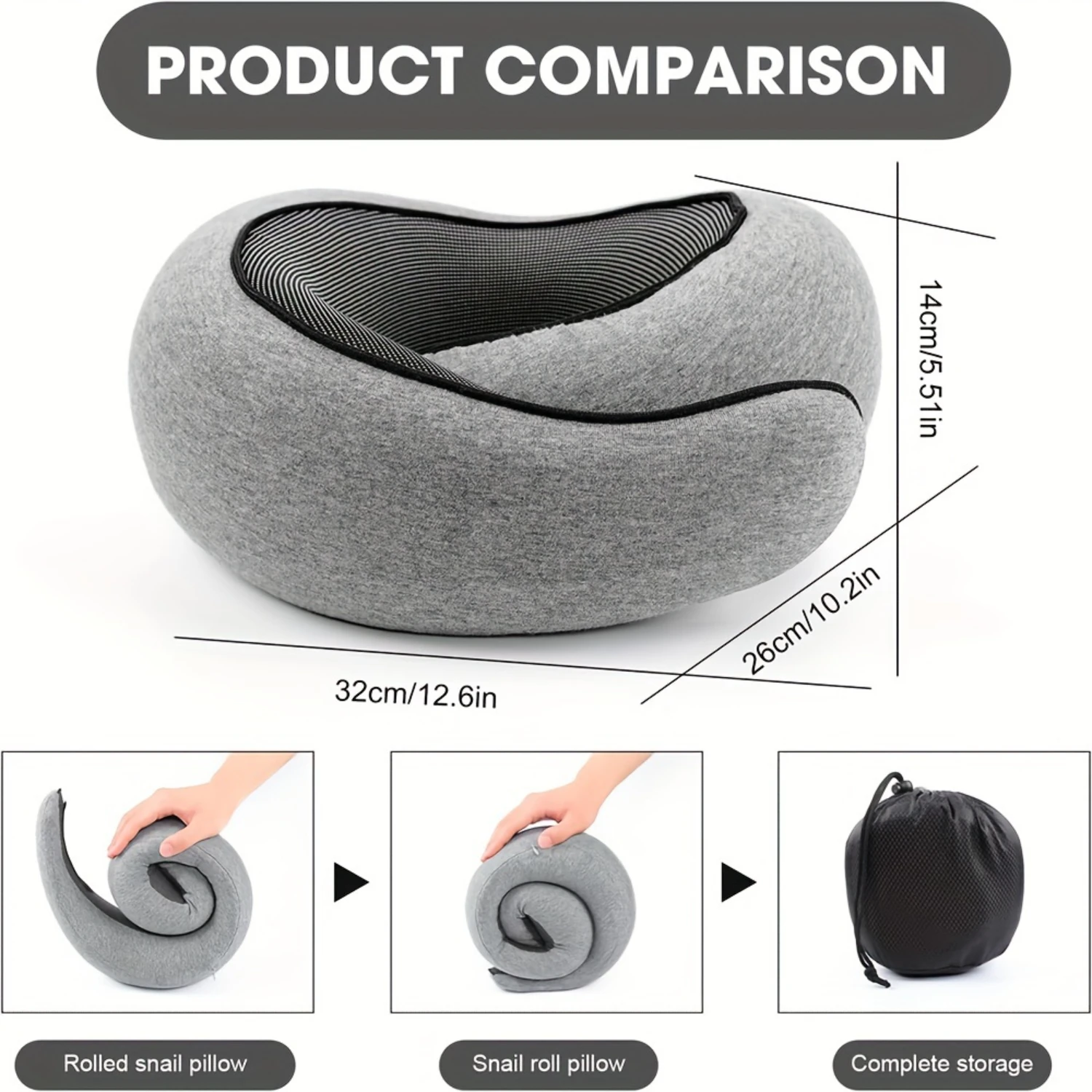 Ergonomic U-Shaped Travel Pillow - Soft Memory Foam Neck Support, Durable & Non-Deformable For Airplane And Car Use