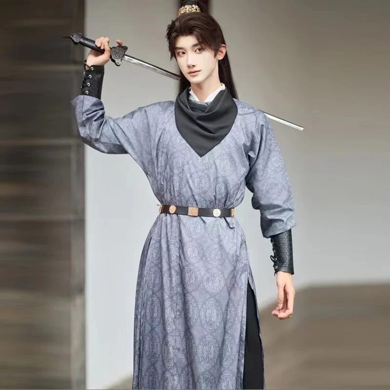 Original Ancient Tang Dynasty Hanfu Dress Men Women Traditional Round Neck Robe Autumn Winter Event Swordsman Cosplay Costume