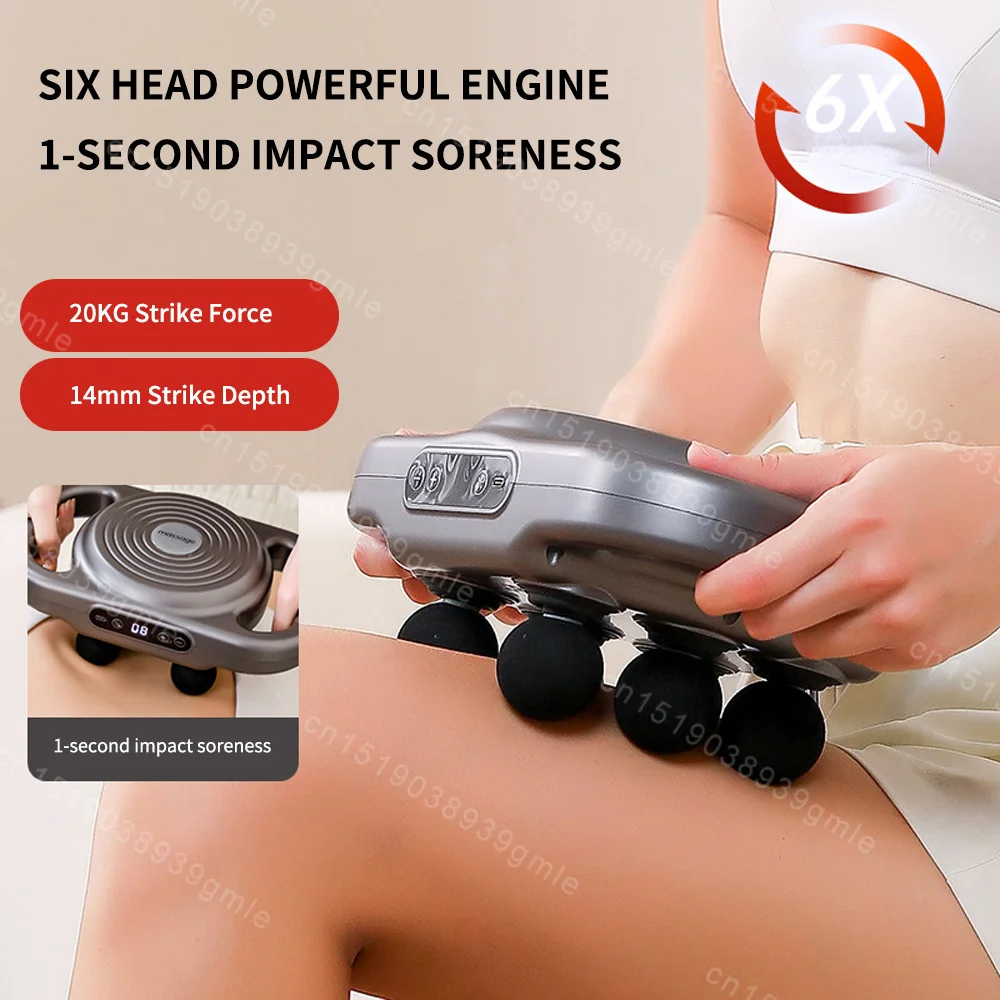 

Electric Leg Massager Six Heads Fascia Gun Relax Physiotherapy Neck Back Shoulder Massager Promote Blood Flow Relieve Fatigue