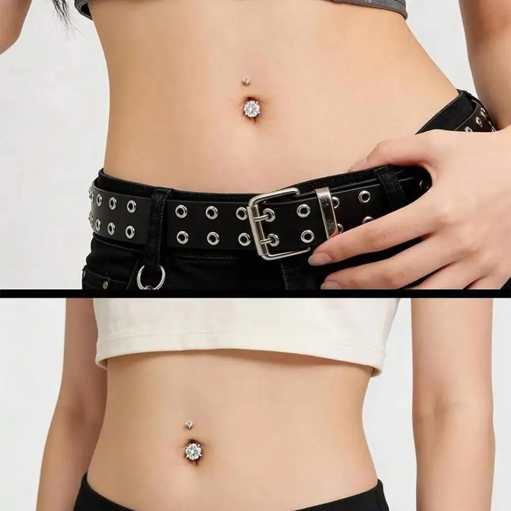 4Pcs 10mm Bar Statement Belly Button Rings External/Internal Thread Hypoallergenic Stainless Steel Navel Rings Piercing Jewelry