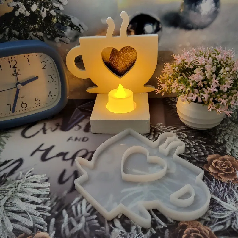 قوالب راتنج إيبوكسي تصنعها بنفسك لكوب القهوة ، حامل شموع ، إدخال إسمنت جبس ، قالب سيليكون ، زخرفة سطح المكتب ، زخرفة ، تخزين الحرف اليدوية