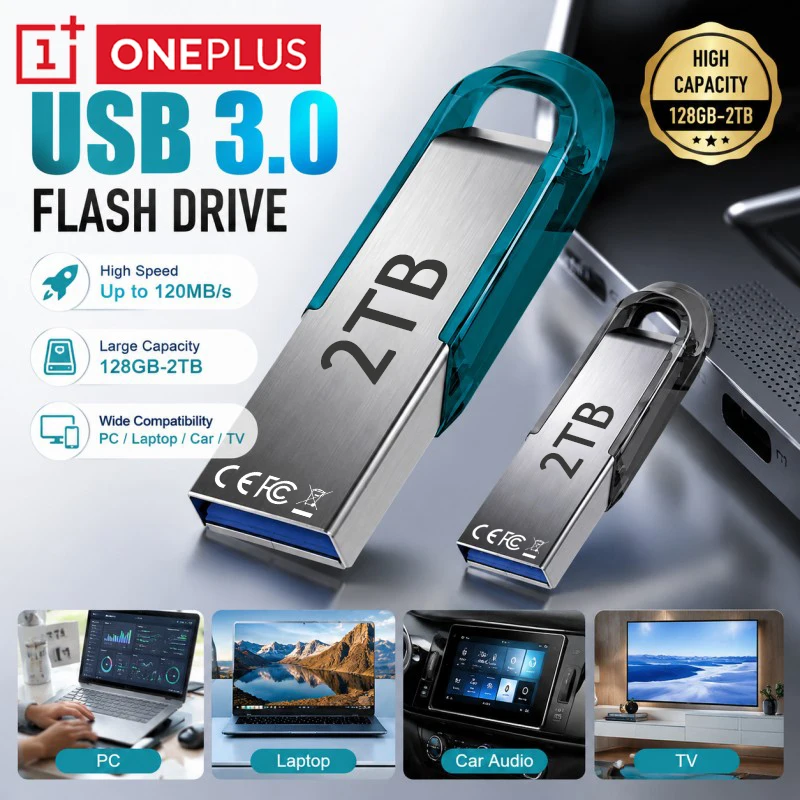 OnePlus Original 2TB USB 3.2 Metal Flash Drives Super High Speed Pendrive 1TB 512GB Pen Drives Portable USB Stick For Car Phone