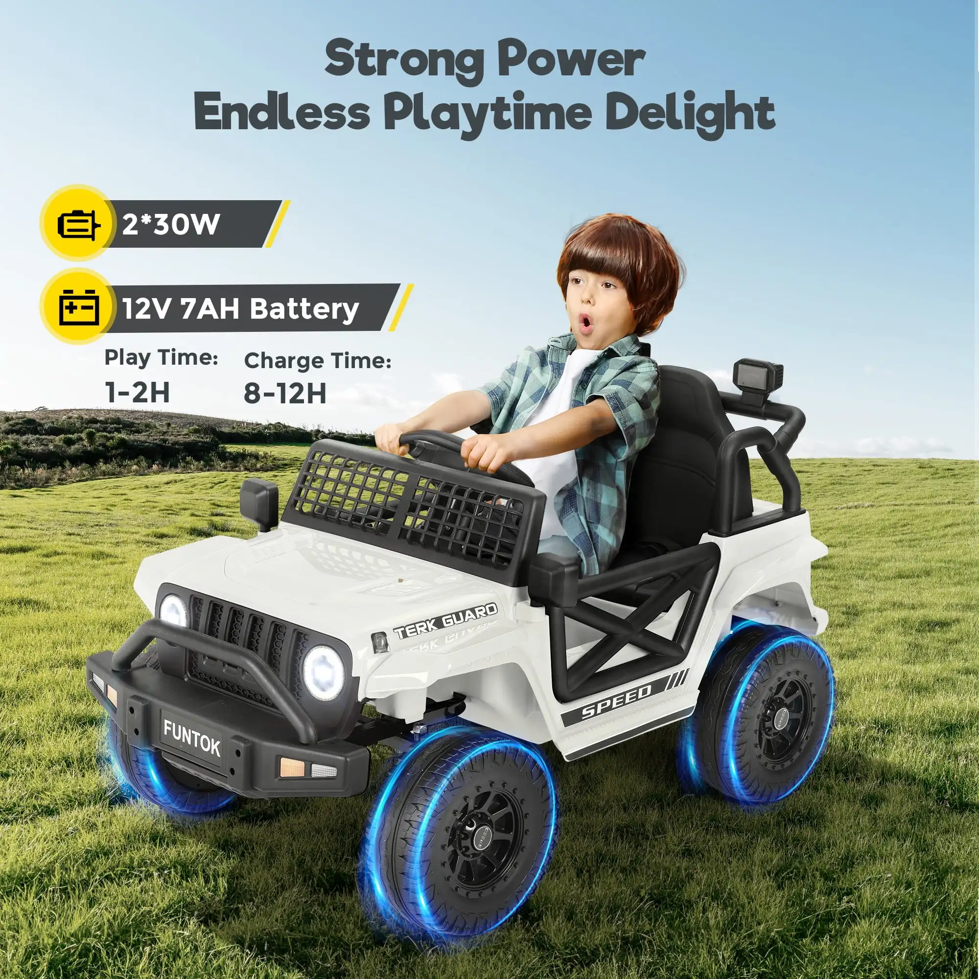 12V 7Ah Kids Remote Control Ride On Truck Single seat Off-Road Riding Toy Battery Powered Riding Toys Enthusiasts LED Light