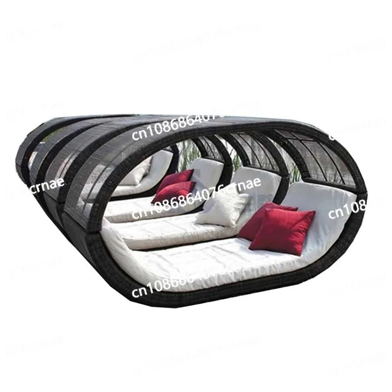 

Outdoor Bed Courtyard Round Bed, Open-air Balcony Swimming Pool Lazy Outdoor Sofa Bed, Beach Lounger