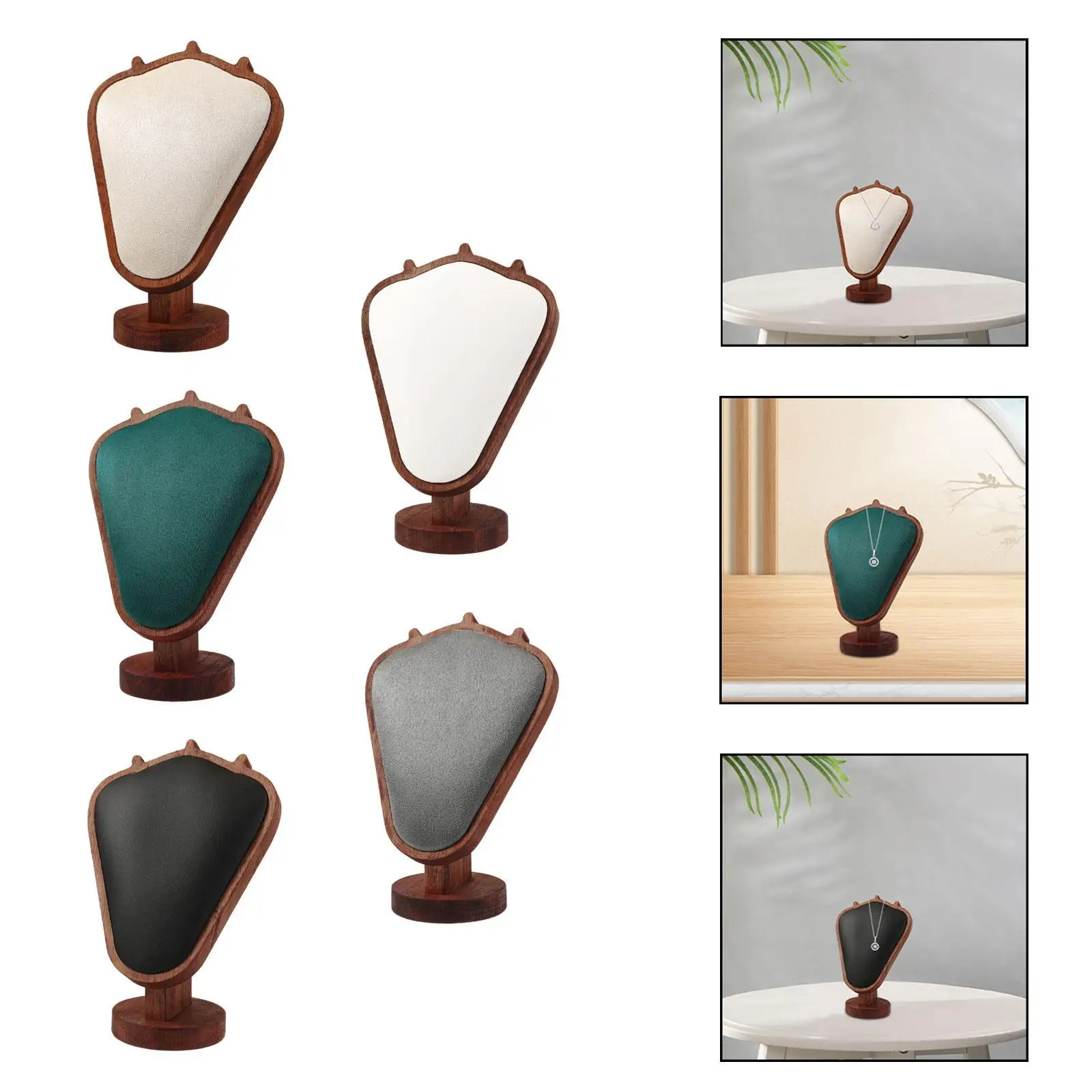 Pendant Chain Display Bust Stand Wood Suede Jewelry Organizer Model for Jewelry Retail Stores Showcases