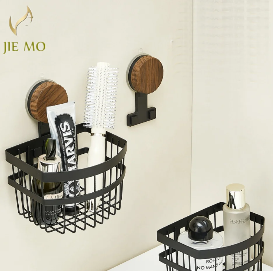 

Стеллаж для хранения на присоске в ванной комнате, настенная полка для хранения туалетной комнаты без сверления, настенная корзина для хранения для мытья