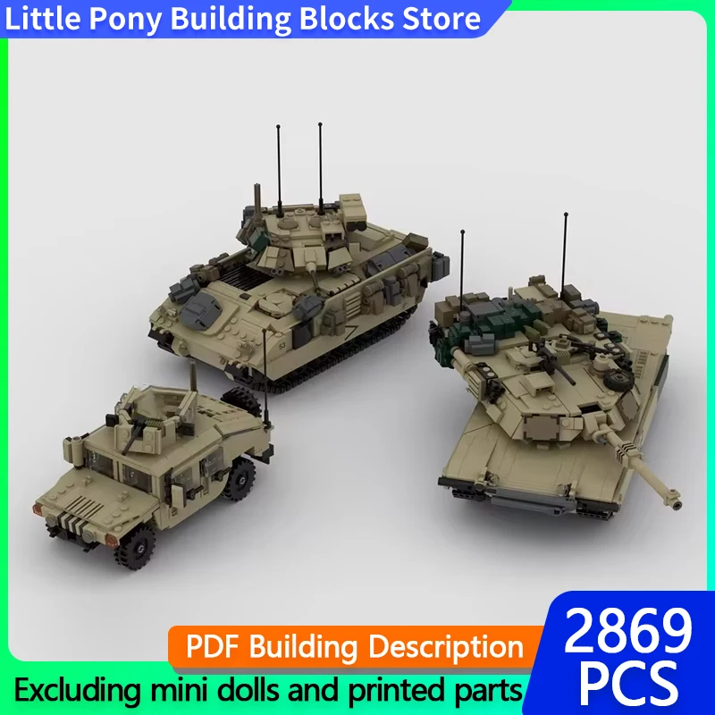 Military tank Model MOC Building Brick  M1A2 ABRAMS, M2A2 BRADLEY Modular Technology Gifts Holiday Assemble Children Toys Suit