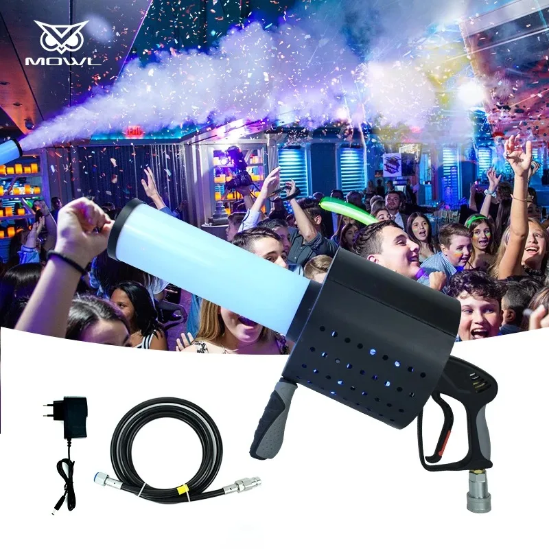 MOWL DMX RGB Hand Shooter LED CO2 Confetti Jet Gun for DJ Bar Party Disco Nightclub