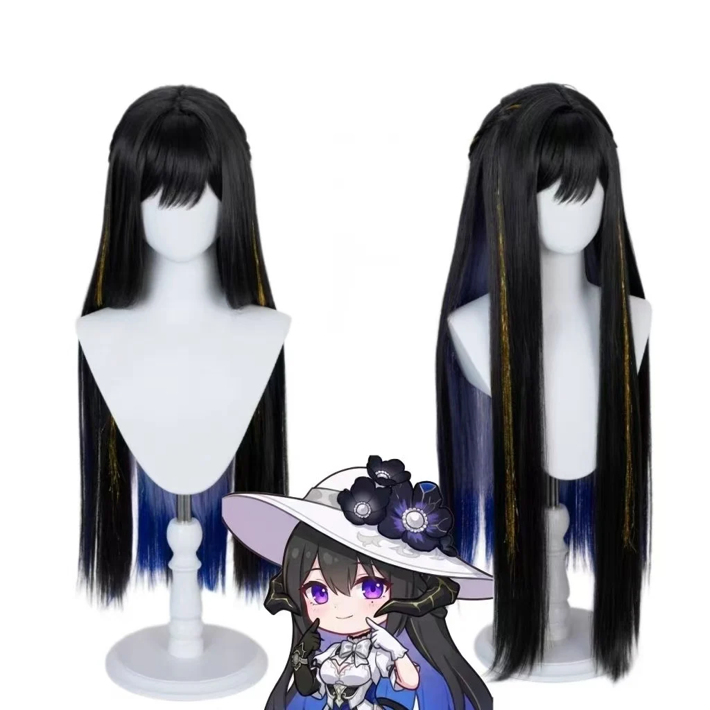 Honkai: Star Rail Constance Dahlia Cosplay Wig Matte High Temperature Fiber Black Blue Gradient Long Hair For Halloween Party