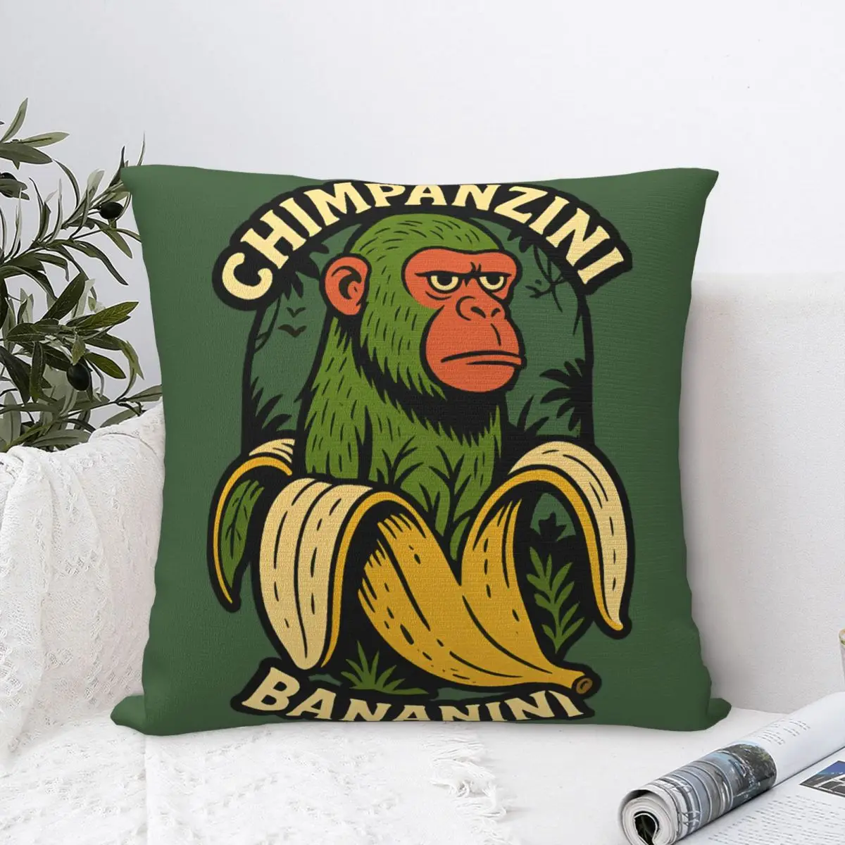 Pillow Cover Chimpanzee Banana Design Cushion Cover Novelty Pillow Case For Living Room Chair Pillowcases