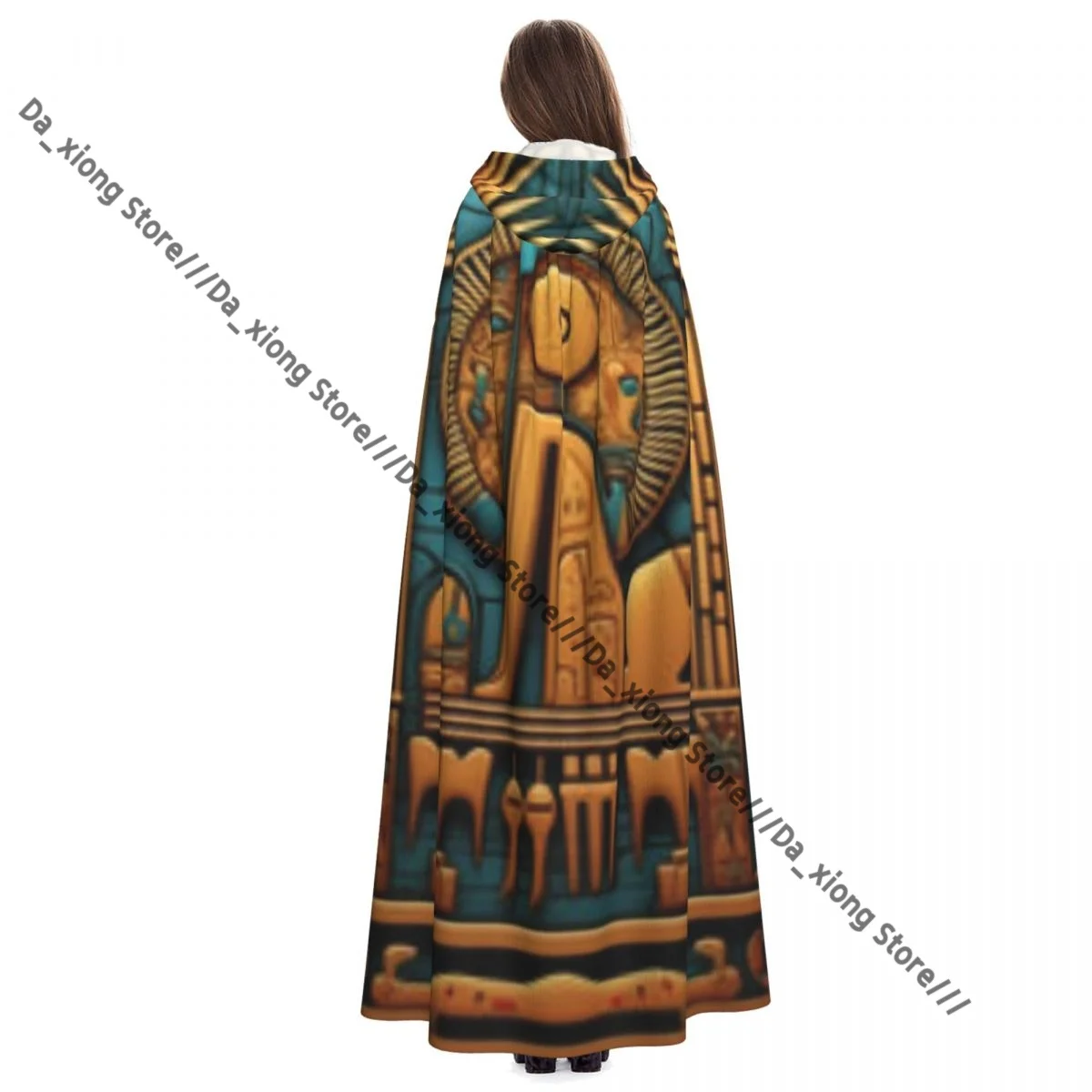 Egyptian Hieroglyphs Witch Cloak Halloween Cosplay Costume Adult Unisex Cloak Retro Ages Cape view 4