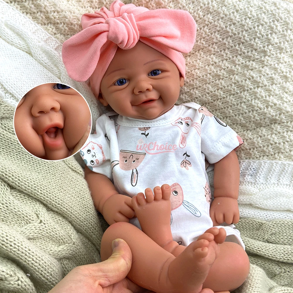 

17" Handmade Silicone Reborn Baby Girl Full Soft Body Lifelike Exquisite Texture Details Doll for Dementia Patients Xmas Gift