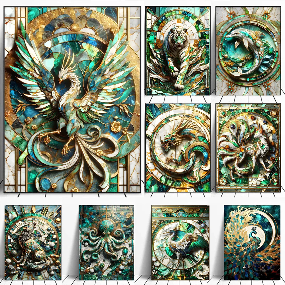 Jewelry Jade Emerald Animals Diy 5d Hd Round Diamond Paintings Kits Embroidery Handmade Children's Gift Art Picture Home Decor