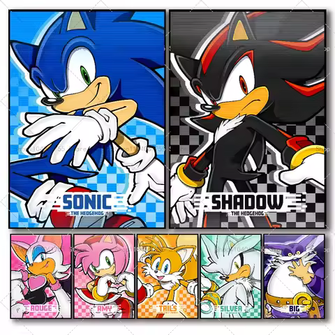 1PC Classic Anime S-Sonic Characters Poster Art Paper Coffee House Bar Room Wall Decor