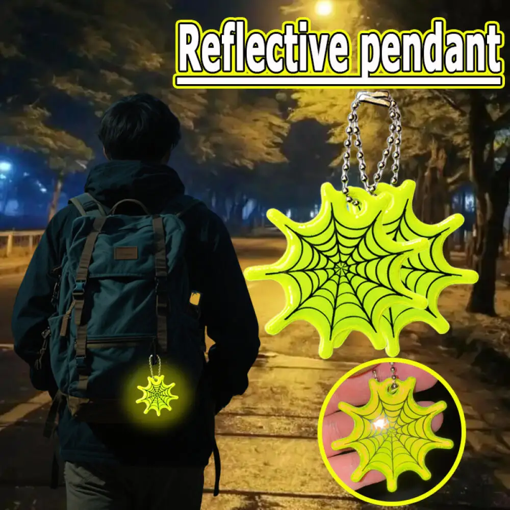 Halloween Spider Web Reflective Charm Keychain, Night Safety Reflector Backpack Ornament, Halloween Small Gift