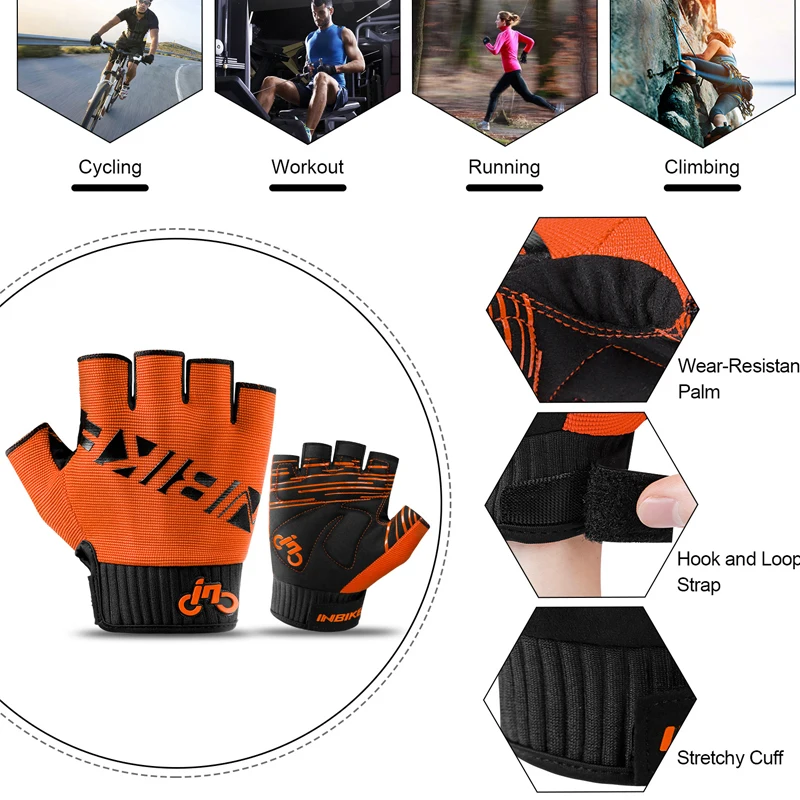 INBIKE Shockproof Cycling Gloves Summer Men\'s MTB Road Bike Gloves Thickened Pad Women Outdoor Sport Bicycle Gloves MH106