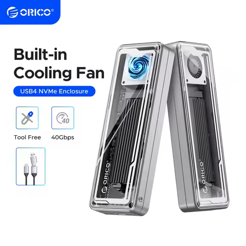 ORICO 40Gbps USB4 M.2 SSD Enclosure 8TB with with Cooling Fan PCIe4.0 NVME Enclosure Aluminum Compatible Thunderbolt 3/4 for mac