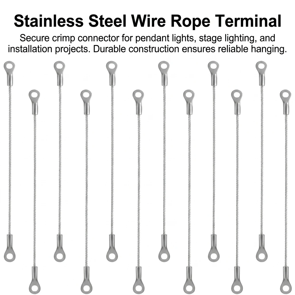 Stainless Steel Crimp Terminal for LED String Lights Lighting Project Fittings Die Cast Wire Rope Connector Durable 50cm
