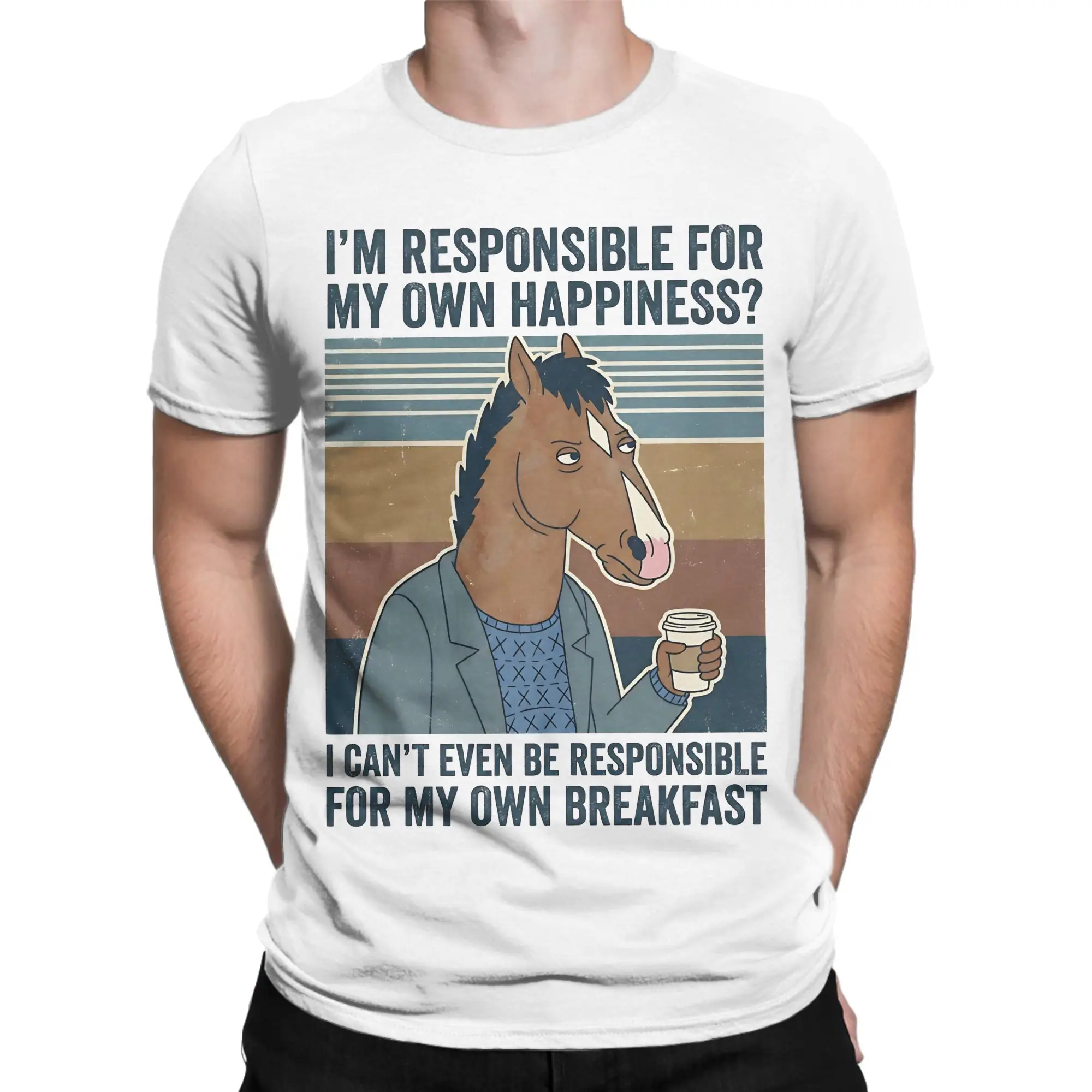 Own Happiness BoJacks Horsemans  T-Shirts for Men Women  Vintage Cotton Tees Round Collar Short Sleeve T Shirt Gift Clothing