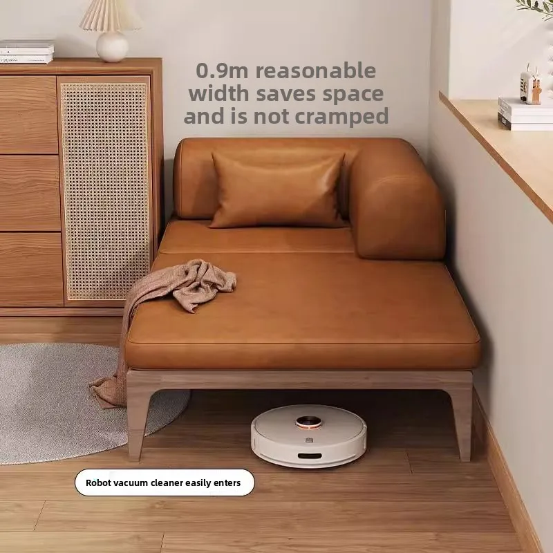Sitting and lying bedroom study multi-functional balcony single pull-out retractable solid wood bed