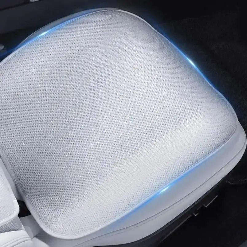 OULEX Sitzbezug-Kissen für Mercedes/Tesla/BMW/Honda/Toyota/VW, schmutzabweisende Eisseide, weiß, schwarz, individuell atmungsaktiver Innenbereich