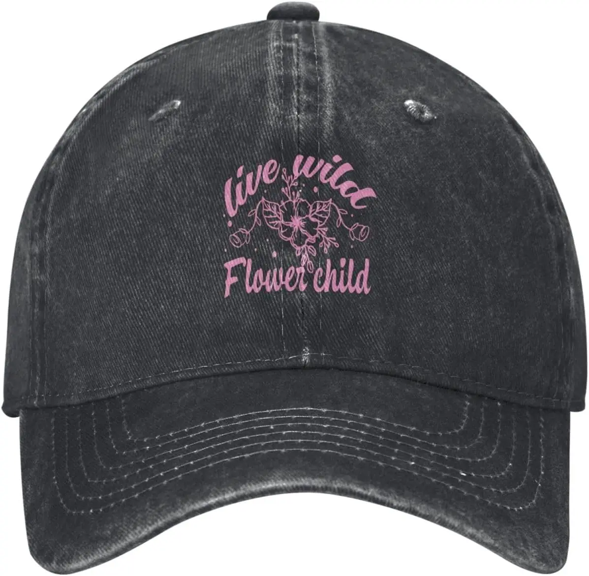 Live Wild Flower Child Washed Baseball Cap Unisex Cotton Casual Adjustable Sun Hat