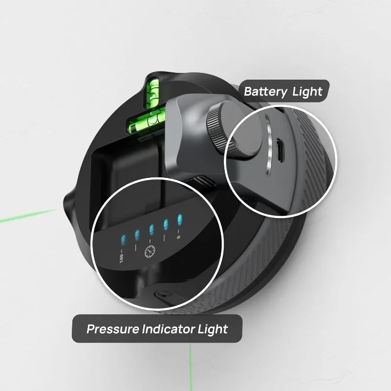 أداة مستوى الليزر M-Cube02 مع أجهزة ليزر الخط الأخضر الرأسي والأفقي، 360 درجة °   قاعدة دوارة، مستوى ليزر مثبت على الحائط للبقع