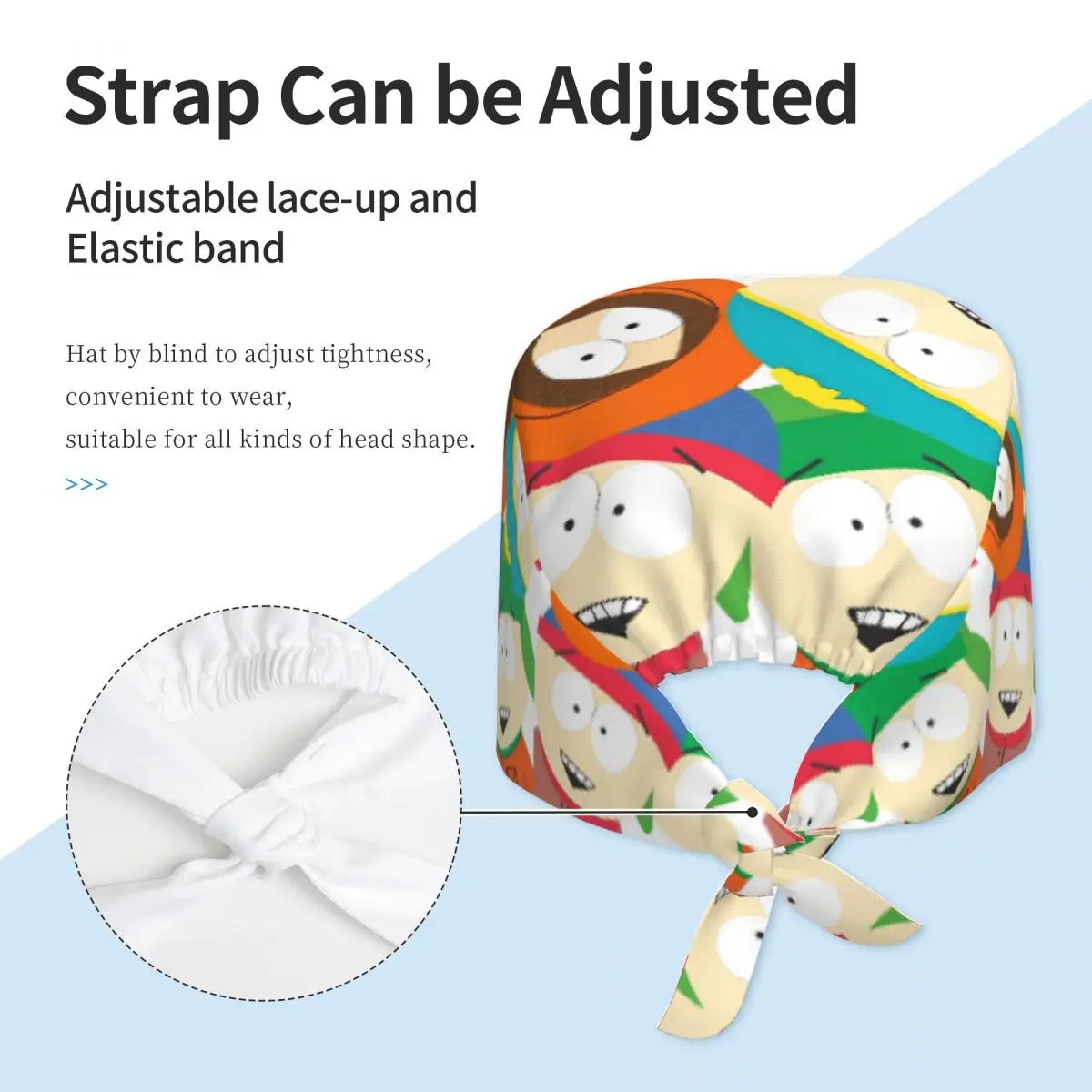 Chapeau de travail unisexe SouthParks Nurse Hats meme Y2K mignon pour femmes, bonnet de travail doux et confortable pour cheveux longs, chapeau médical