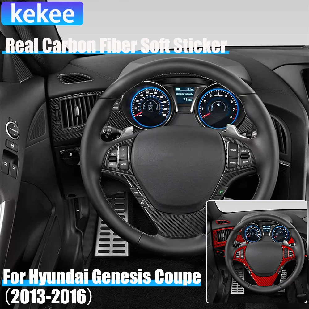 

Real Carbon Fiber Car Accessories Driver Wheel Panel Set Trim Cover Soft Sticker For Hyundai Genesis Coupe 2013 2014 2015 2016