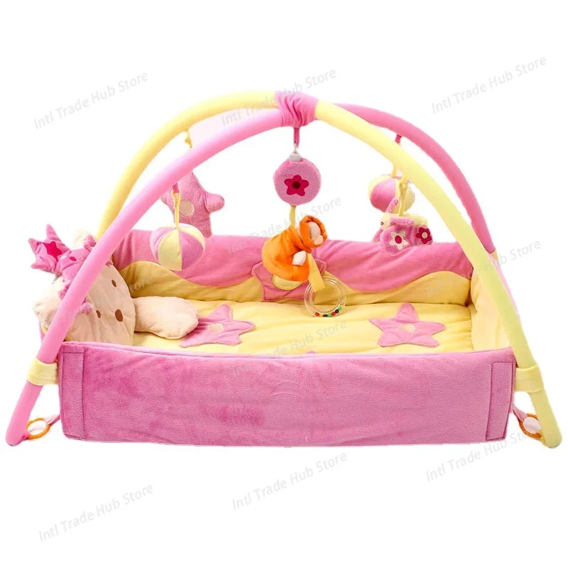 Baby Fitness Frame Bed, Baby Music Cotton Velvet Fabric Crawling Mat, Game Blanket, 0-12 Months, Baby