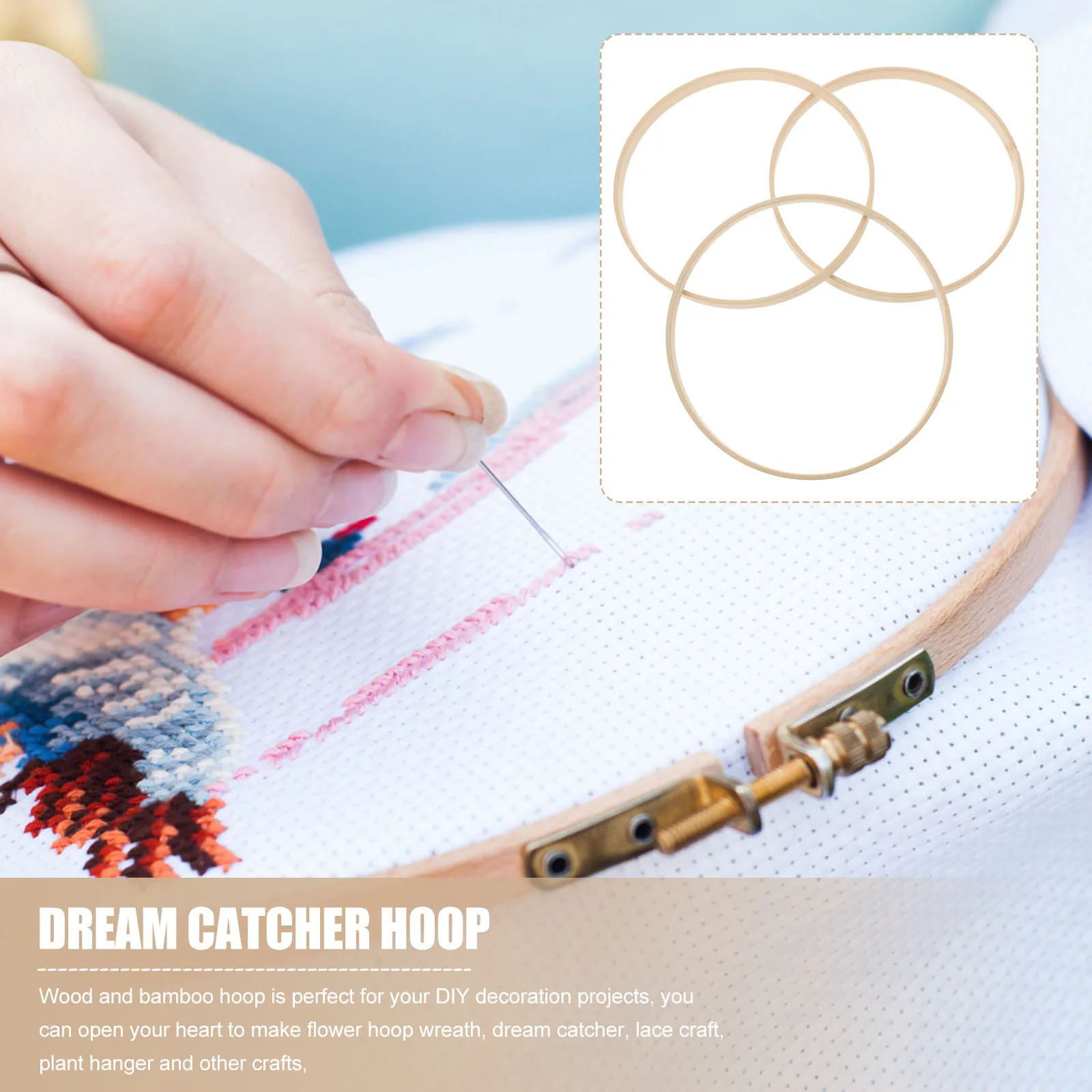 

12pcs 23Cm Bamboo Dream Catcher Rings Smooth Craft Frames Diy Handmade Wreath Windchime Embroidery Accessories Home