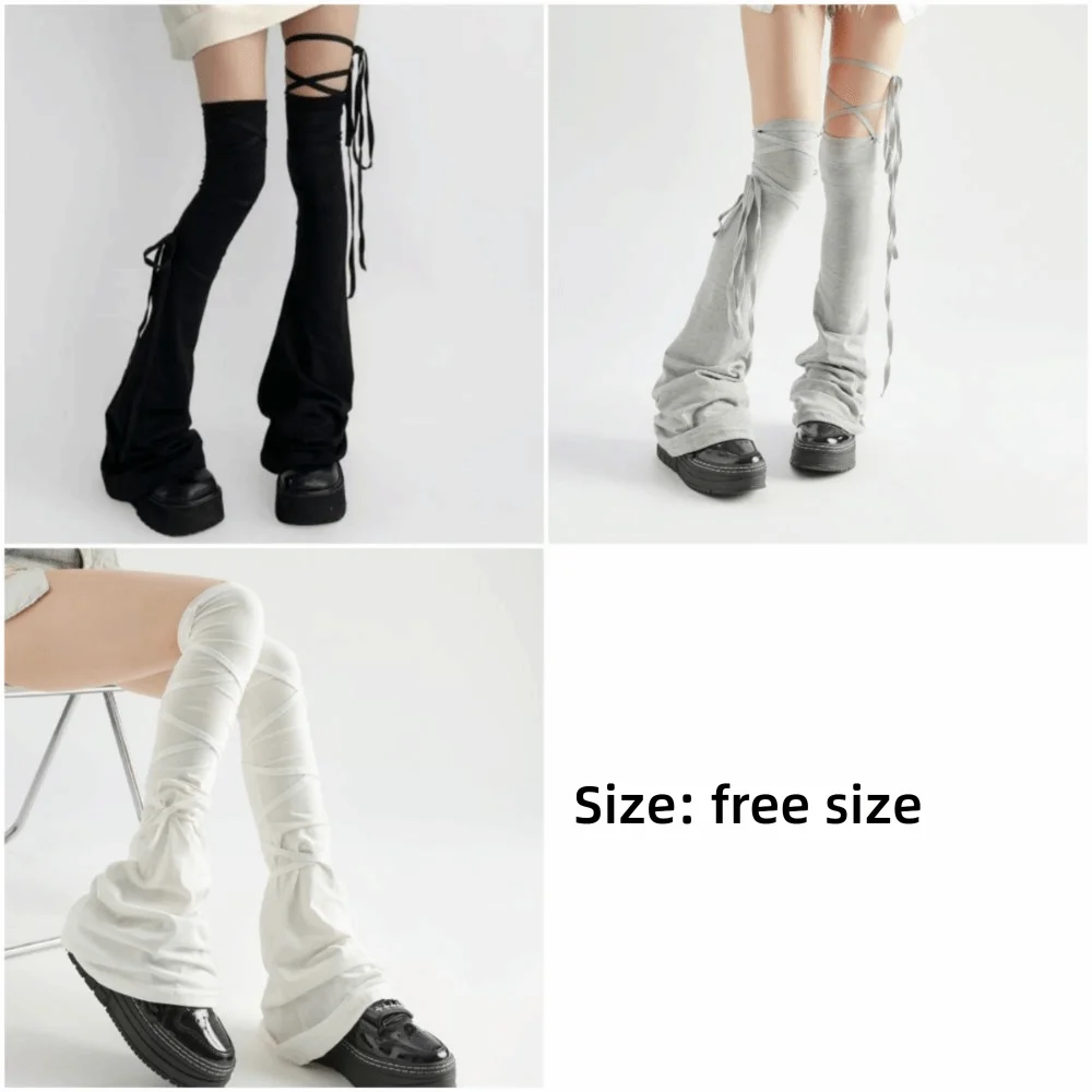 Aquecedores de pernas de algodão hottie, fechamento com cadarço, estilo tubo alto, steampunk, cosplay, multicolorido, aquecedores de pernas de tubo alto, jk girl