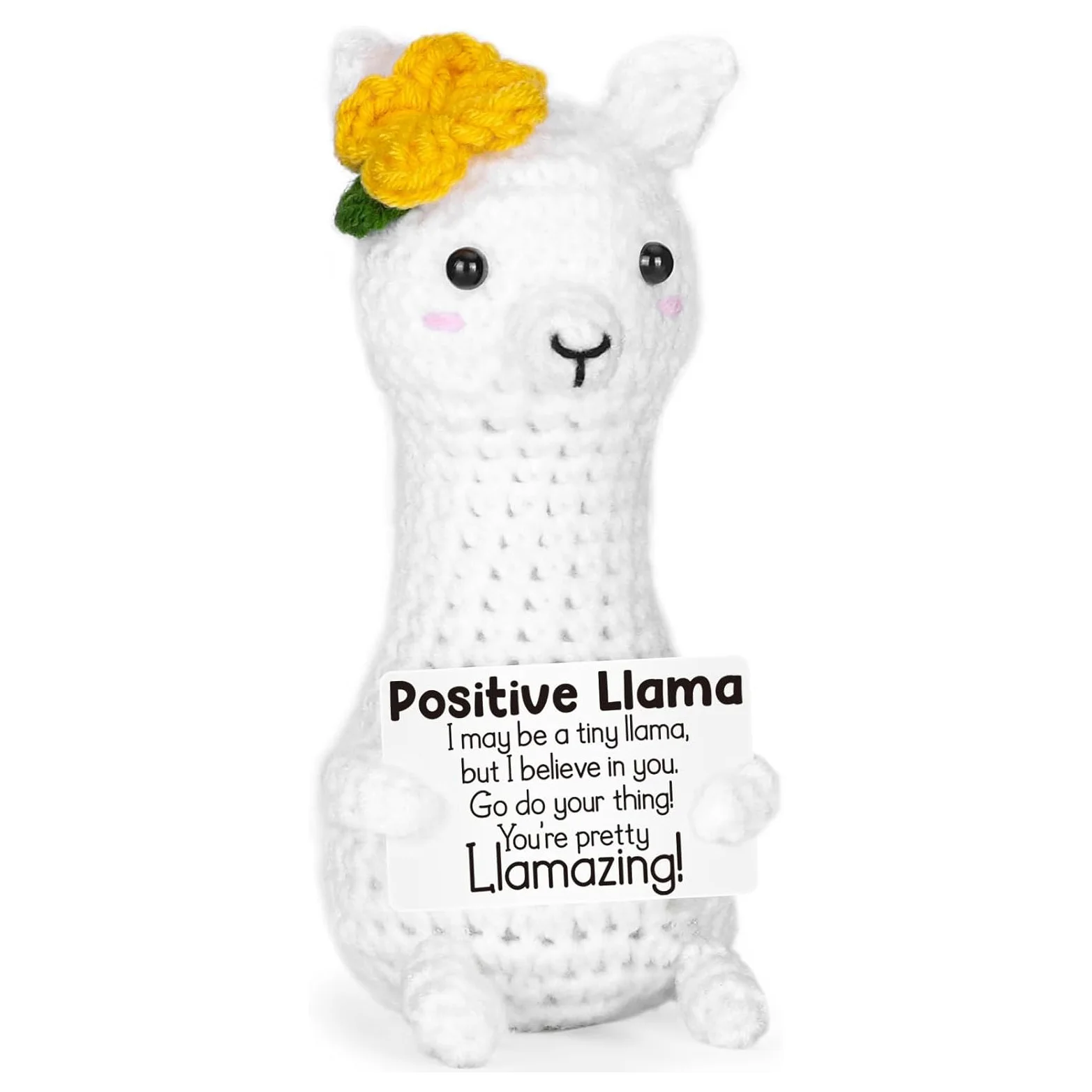 Funny Crochet Emotional Support Llama Doll With Card Desktop Ornament Handmade Knitted Llama Dolls Christmas Gifts Home Decor